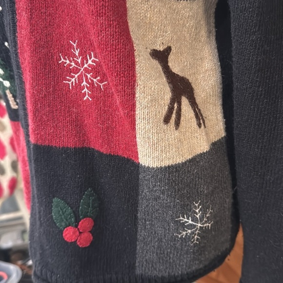 Croft & Barrow Multicolor Full Zip Reindeer Christmas Tree Knit Sweater Small - Picture 7 of 14